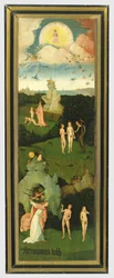 El carro de heno: ala izquierda del tríptico que representa el Jardín del Edén, c.1500