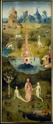 El Paraíso, La creación de Adán y Eva (panel izquierdo de El jardín de las delicias)
