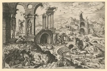 San Jerónimo en un paisaje de ruinas