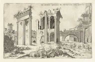 Gezicht op het Forum van Nerva (Título en objeto) Romeinse ruïnes (título de la serie)