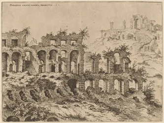 Vista del Coliseo con el Palatino al Fondo