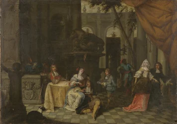 Compañía elegante en una terraza, 1669