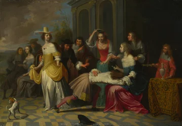 Damas y caballeros jugando La Main Chaude, c. 1655-1665