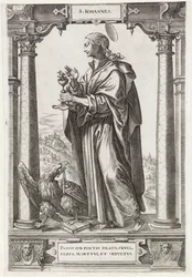 H. San Juan Evangelista
S. Iohannes (título en el objeto)
Cristo y los doce apóstoles, y San Pablo (título de la serie)