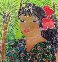 Dama con hibisco