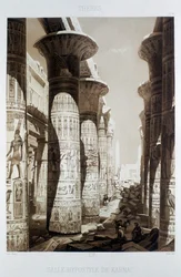 Sala hipóstila, Tebas, Karnak, Egipto, 1841