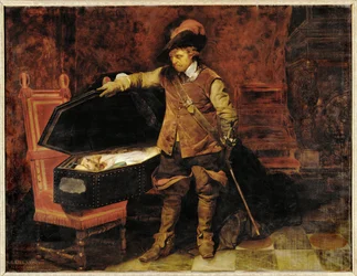 Cromwell abre el ataúd del rey Carlos I (óleo sobre lienzo)
