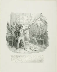 Pasen, Señoras y Señores, Dentro verán a la Famosa Familia Lithographantoccini...Frontispiece para el "Album de 1824"