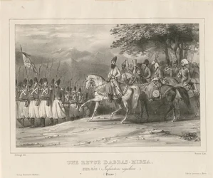 Príncipe, Mariscal de Campo Abbas Mirza 1789-1833 inspecciona el regimiento de infantería, 1835