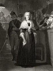 María Antonieta ante el Tribunal Revolucionario, 14 de octubre de 1793, grabado por William French (c.1815-98)