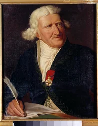 Retrato de Antoine Augustin Parmentier (1737-1813), farmacéutico militar y agrónomo francés Pintura de Hippolyte-Isodore DupuisColson (1820-1862) 1857. Dim. 0,65x0,54 m.