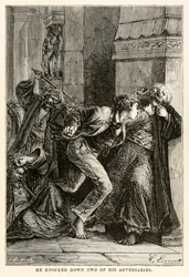 Derribó a dos de sus adversarios, de La vuelta al mundo en ochenta días de Julio Verne