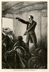 Y tú, mi fiel amigo., de La vuelta al mundo en ochenta días de Julio Verne (1828-1905) grabado por Louis, 1873