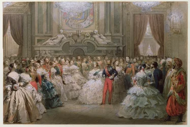 Reina Victoria (1819-1901) y el Príncipe Alberto (1819-61) en una cena de gala ofrecida por Napoleón III y Eugenia, 1853