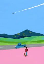 Avión y Camioneta y Perro y Prado