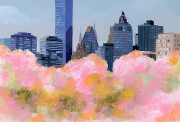 Nueva York y cerezos en flor, 2016