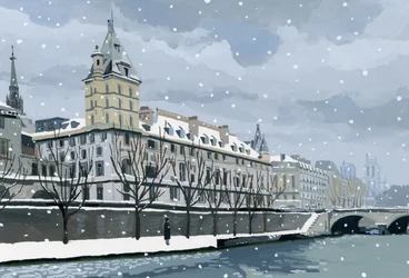 El Sena en invierno, 2015 (Gouache sobre papel)