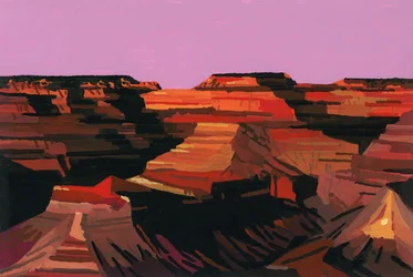 El valle se vuelve rojo al atardecer, 2015 (Gouche sobre papel)