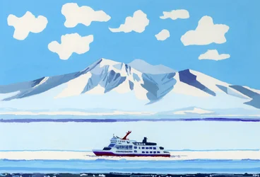 Barco en el hielo a la deriva