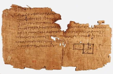 Papiro Oxyrhynchus 29, con un fragmento de los Elementos de Euclides, entre 75 y 125 d.C.