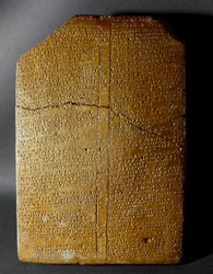 Civilización hitita: tablilla cuneiforme que transcribe el Ritual de Amihatna, sumo sacerdote de la divinidad Ishara, del sitio de Hattusa (actual Bogazkoi) 1650-1200 a.C. Museo arqueológico de Estambul