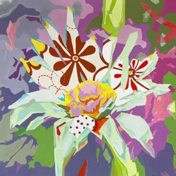Abstracto floral nº 1, 2023 (gouache sobre papel)
