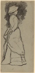 Mujer de pie de perfil