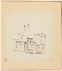 Estudios varios, una hoja fechada en 1619 (álbum de doce pinturas; tinta sobre papel)