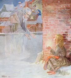 Abuela, llévame contigo, de "La pequeña cerillera" en una edición de "Cuentos de hadas" de Hans Christian Andersen (1805-75) 1920 (acuarela sobre papel)