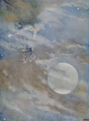 Debo bajar todas las estrellas para pulirlas, del cuento "Ole-Luk-Oie" en una edición de "Cuentos de hadas" de Hans Christian Andersen (1805-75) 1920 (acuarela sobre papel)
