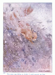 La nieve caía tan densamente que apenas podía verlo, ilustración de 