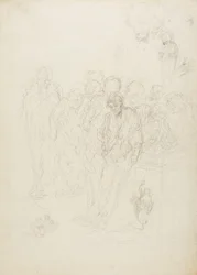Un grupo de hombres y otros bocetos, 1857