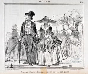 Serie Actualites "Nuevos sombreros de damas, inventados por un marido celoso"