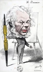 Caricatura de Honoré Daumier (1808-1879), grabador, pintor y escultor francés. Grabado de Hyppolite Mailly (nacido en 1829). Dim: 14x8,5cm. Museo Arbaud.