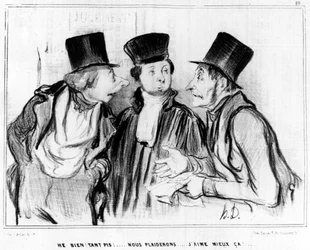 Oye, bueno. ¡No importa! vamos a suplicar... ¡me gusta más!... , caricatura de Honoré Daumier (1808-1879). "Charivari"