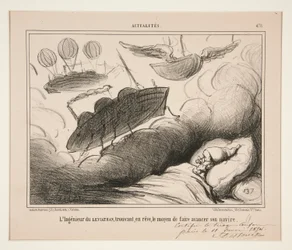 El ingeniero del Leviathan, que encuentra en sueños el medio de hacer avanzar su nave. Lámina 478 de la serie Actualidades, de la revista La Charivari