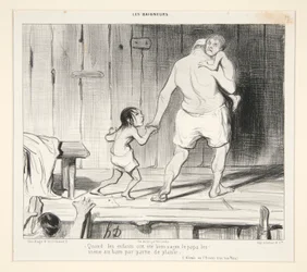 Cuando los niños se han portado bien, el padre los lleva al baño para divertirse, de Les Baigneurs