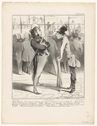 Robert-Macaire conversando con Bertrand frente al escaparate de una imprenta
Caricaturana (título de la serie en el objeto)