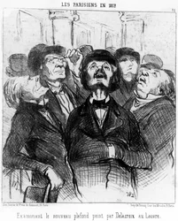 Los parisinos en 1852 examinando el nuevo techo pintado por Delacroix en el Louvre, tomado de 
