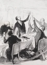 Los filántropos del día, lámina 8: Un brindis a la Sociedad de la Templanza, 1844