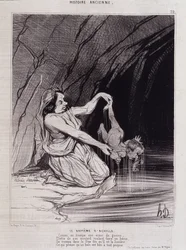 El bautismo de Aquiles - en Charivari c.1840 - Honoré Daumier