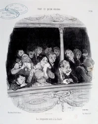 El quinto acto en la Gaite. Expresiones del rostro del público durante el espectáculo (aburrimiento, fatiga, desinterés) Caricatura por Honoré Daumier (1808-1879). Siglo XIX París, Museo Carnavalet