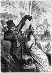 El verso final. Caricatura de Honore Daumier (1808-1879). Grabado en “Le Monde Illustré” n°255 de 1 de marzo de 1862