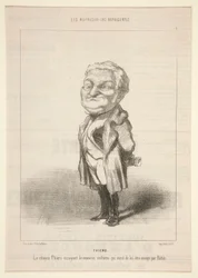 Thiers: El ciudadano Thiers probándose el nuevo traje que le acaba de enviar Bavin