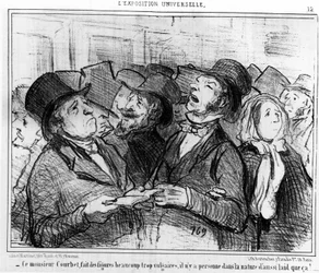 Este señor Courbet, hace figuras demasiado vulgares, ¡no hay nadie en la naturaleza tan feo como eso!... , tomado de “Pinturas y Salones”, serie de caricaturas de Honoré Daumier. “Charivari”