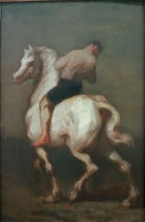 Un hombre en un caballo blanco
