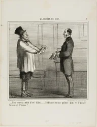 "- No quiero tus créditos... la fecha de caducidad es el 15 de junio y se supone que el mundo se acaba el 13," lámina 2 de La Cométe De 1857