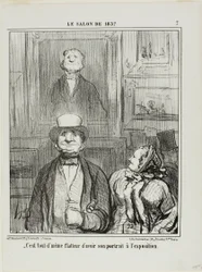 "- Es realmente halagador que el retrato de uno sea expuesto en el Salón", lámina 7 de Le Salon de 1857.