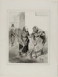 "- Diga entonces, Madme. Giboulard... ¿no está de acuerdo en que no es muy agradable para las mujeres de nuestro género, bajar así todos los días, limpiando las cunetas de St. Honoré... - Es cierto, Madame Chaffarou, pero también podemos alabarnos de ser l