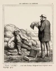"- Bueno, ¿has terminado por fin... después de todo es agotador relajarse durante tanto tiempo," plato 1 de Les Artistes A La Campagne
